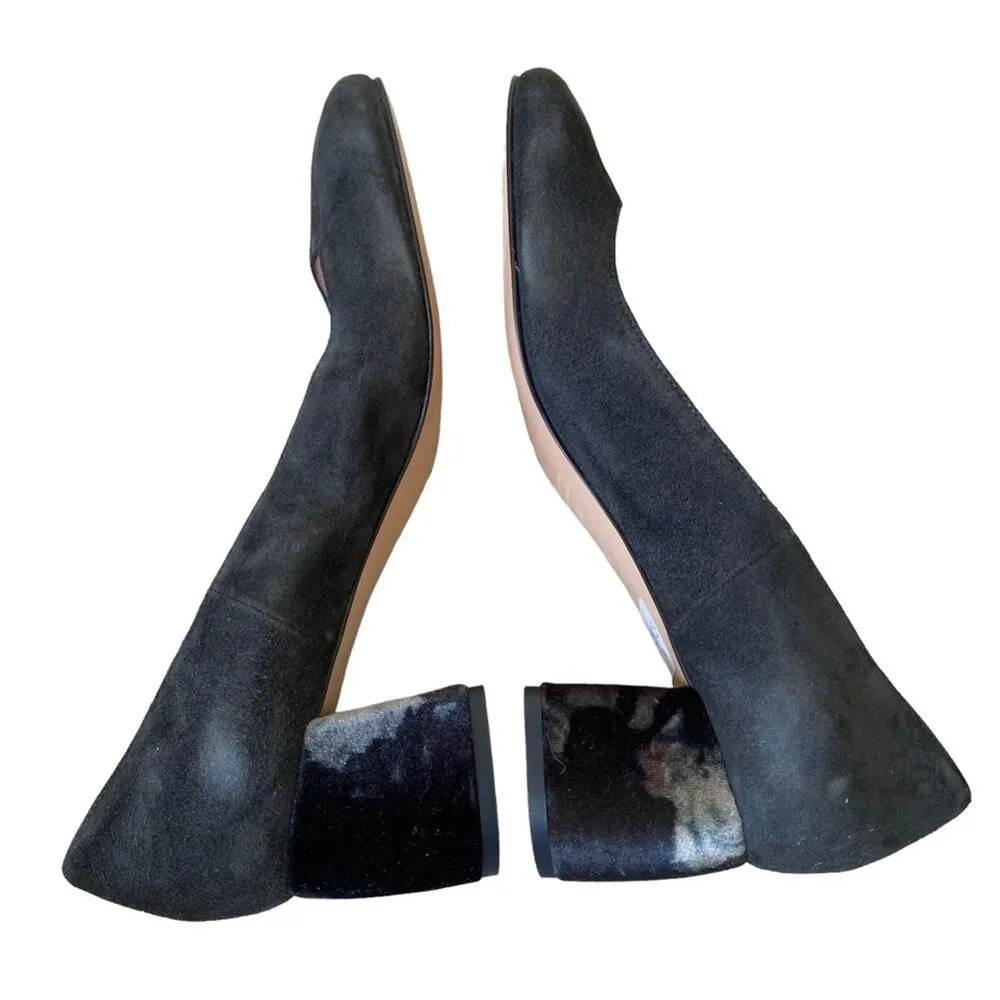 Anna F. Gray Suede Round Toe Velvet Block Heels size 40 US 10 Designer Luxury - Image 7
