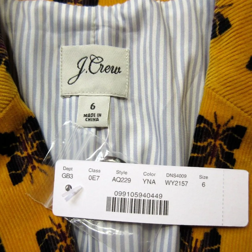 NWT J.Crew Parke Blazer in Yellow Navy Butterfly Corduroy Cotton Jacket 6 - Image 2