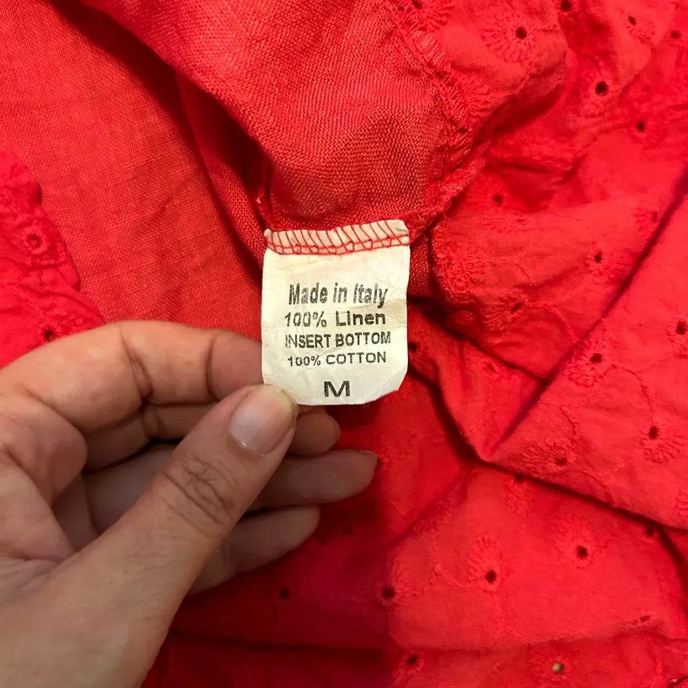 Terzo Millennio 100% Linen Dress High/Low Embroidered Hem Italy size medium - Image 7