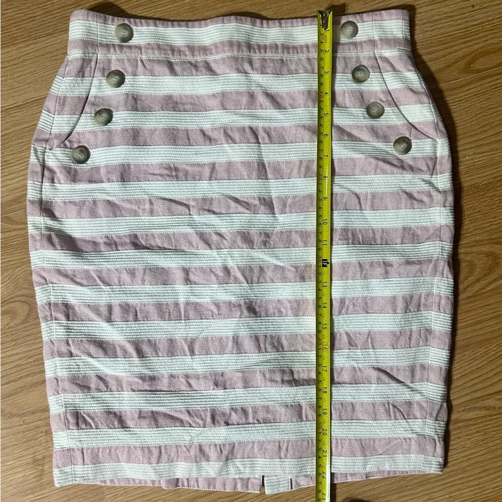 Ann Taylor Loft pink white striped sailor style pencil skirt ladies 12 - Image 7