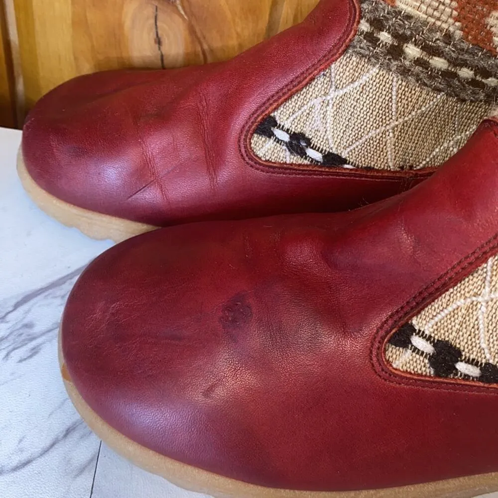 Ms.C Vintage Leather Tapestry Cloth Southwestern Boots Size 6 Red - Image 6