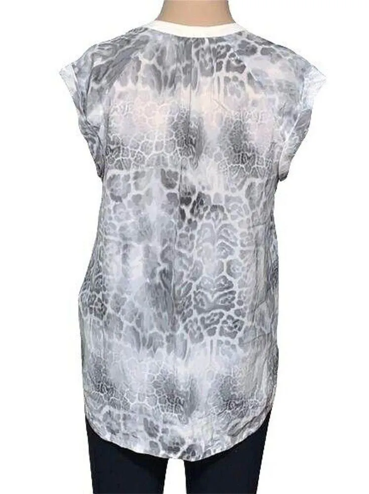 Rebecca Taylor Womens Blouse Top Shirt Nearly Sheer Silk Animal Print Size 0 - Image 5