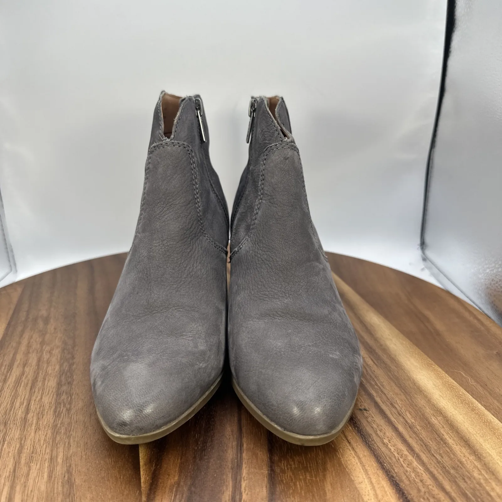 Frye Judith Seam Bootie Ankle Boots Gray Leather Western Festival Women's 7.5M - Image 4