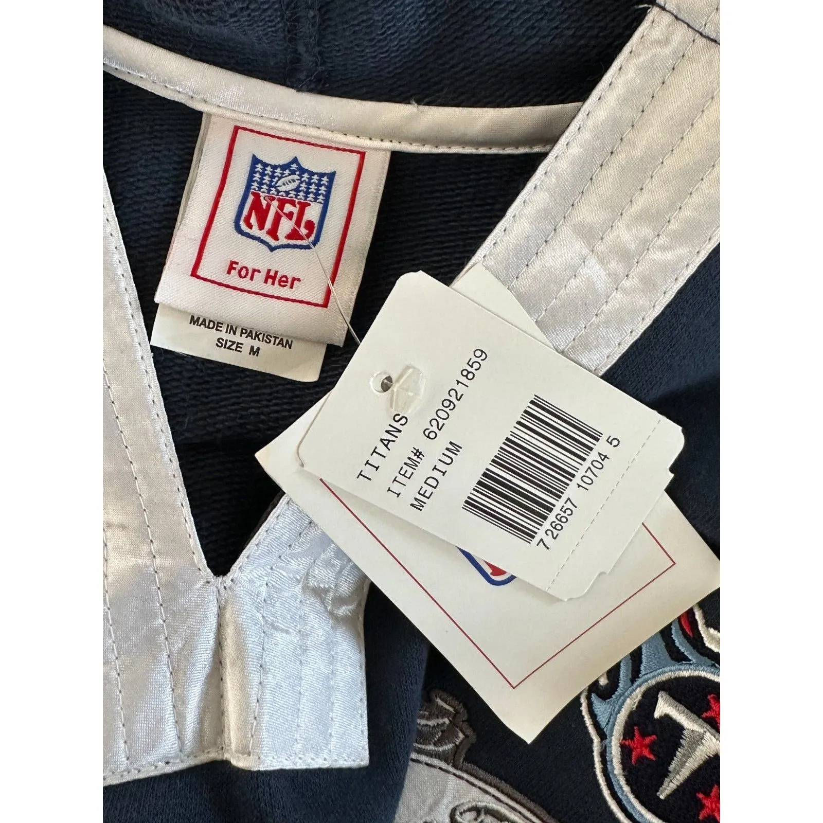 NFL For Her Titans Blue Silver V Neck Sweatshirt Size Medium NWT - Image 5