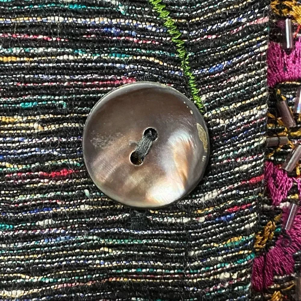 Vintage Chicos Design Silk Blend Embroidered Button Down Jacket Size 1 Medium - Image 7