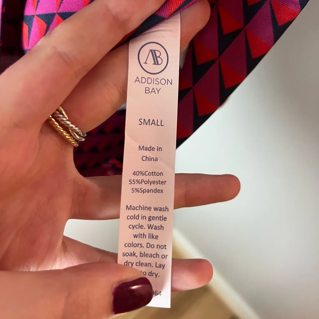 Addison Bay  NEW Everyday Turtleneck Pullover Berry Mod Geo Athleisure Size Small - Image 7