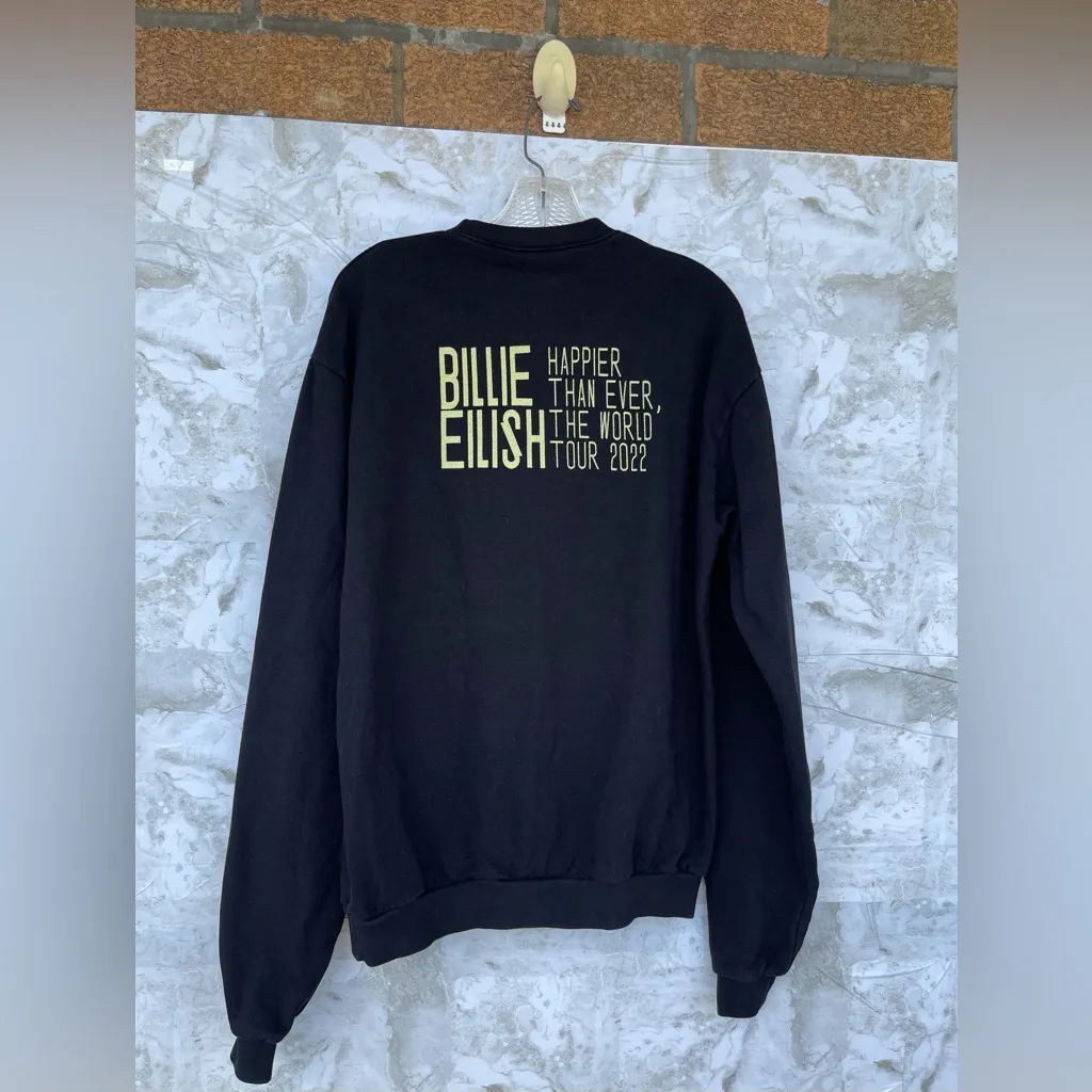 Billie Eilish Happier Than Ever World Tour 2022 Sweatshirt Black Authentic S - Image 4
