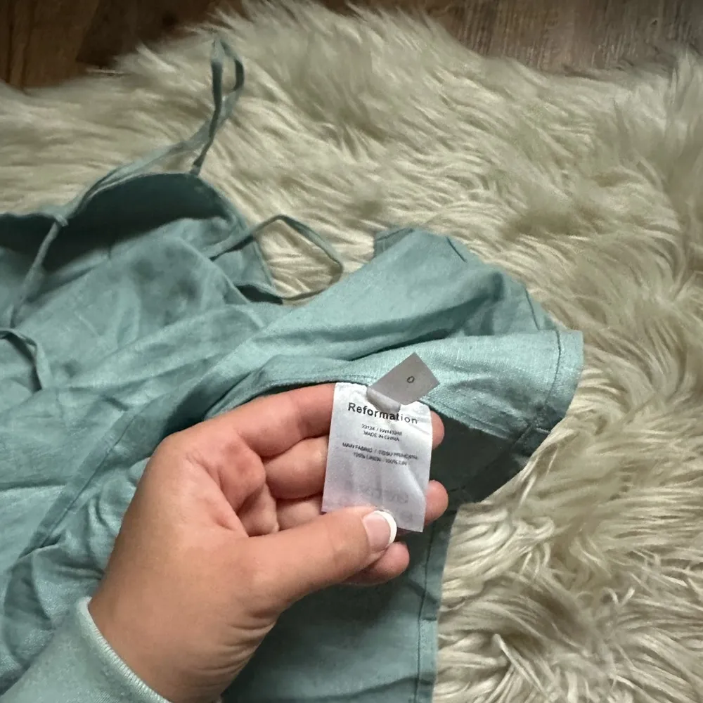 REFORMATION Nia 100% Linen Midi Dress In Turquoise - Image 13