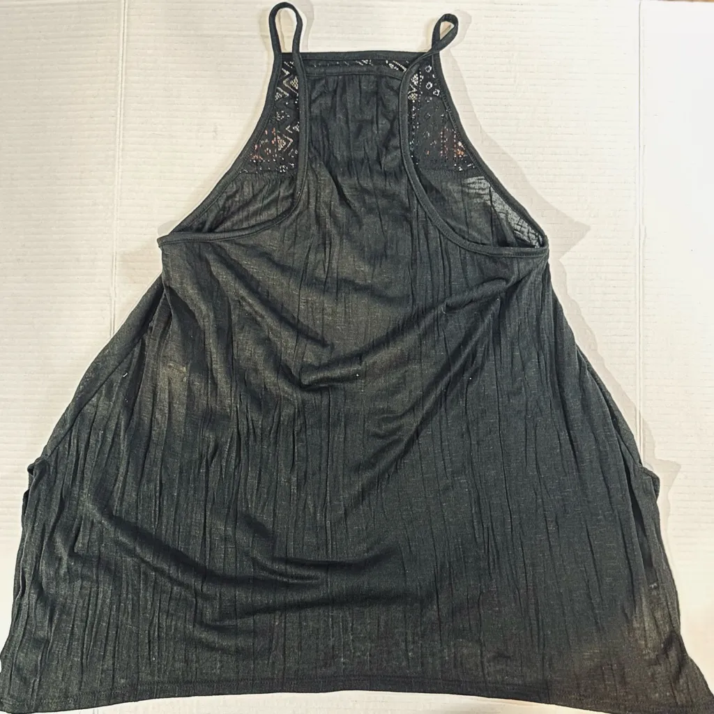 Almost Famous Black Halter Tank Top With Stitched Chest Area Tunic Medium‎ NWT - Image 7