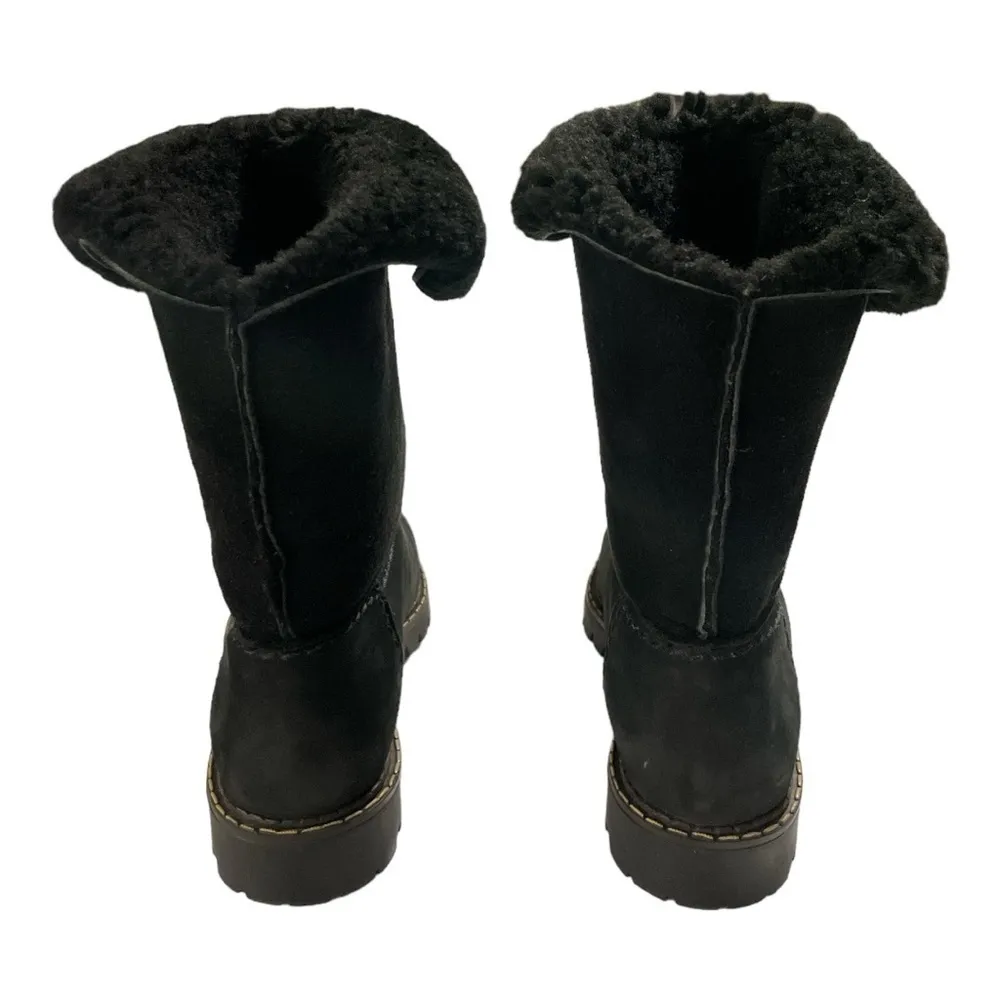 Sorel Suede Shearling Foldover Tall Black Boots Black Size 7M - Image 6