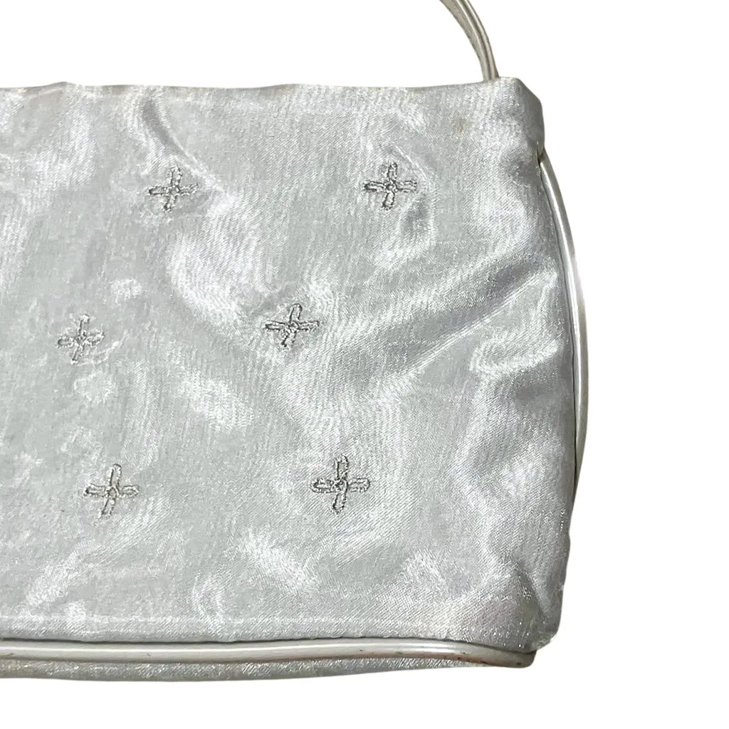 Vintage Y2K Silver Metallic Embroidered Clutch Evening Mini Bag McBling Bratz - Image 4