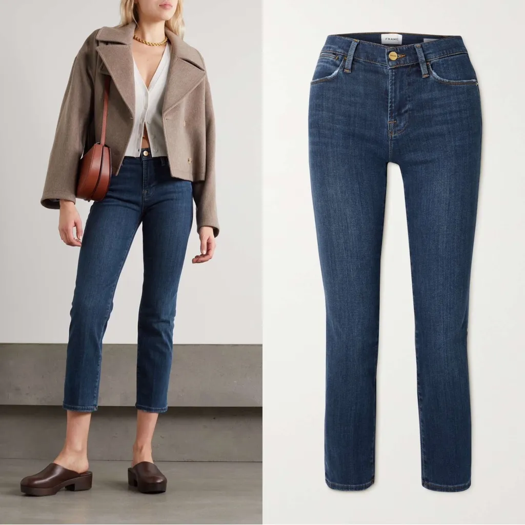 FRAME • Le High Straight jeans slim dark wash Dublin blue tomboy ankle crop - Image 9