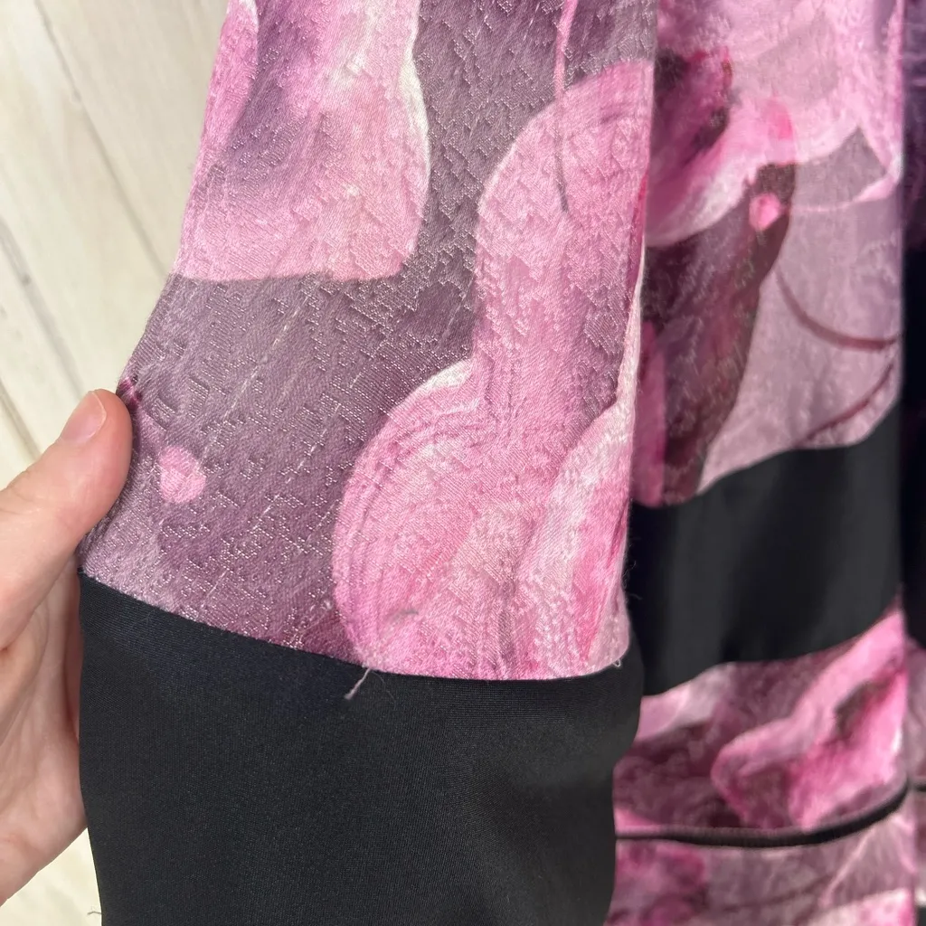 Cynthia Rowley Pink Floral Brocade Spliced Dress with Satin XXS - Image 4
