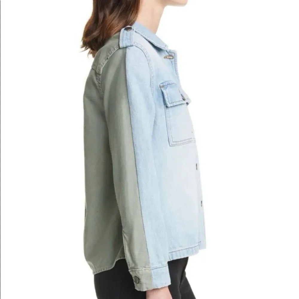 Frame Women's XS Denim Cargo Mix Shirt Jacket - Image 5