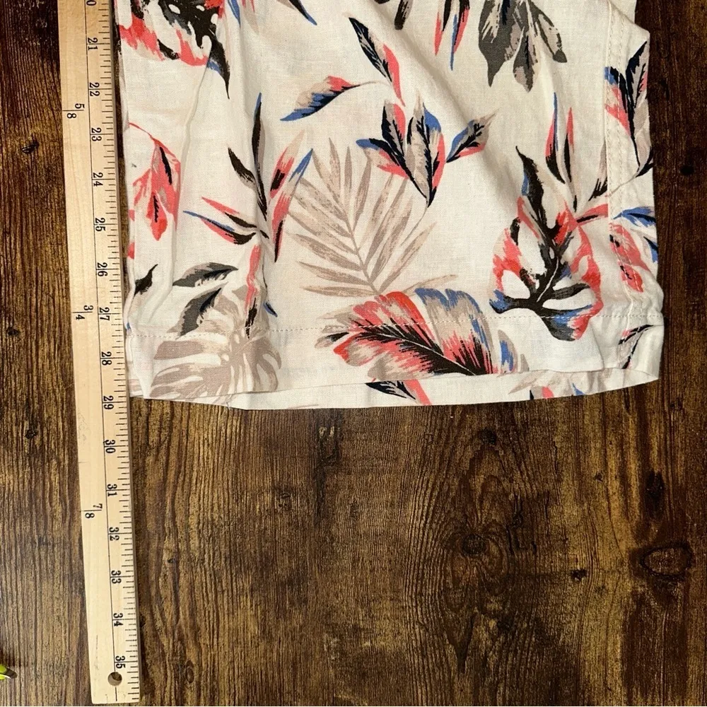 Briggs Pants Womens 3X Beige Multicolor Floral Pull On Linen Blend Wide Leg NWT - Image 9