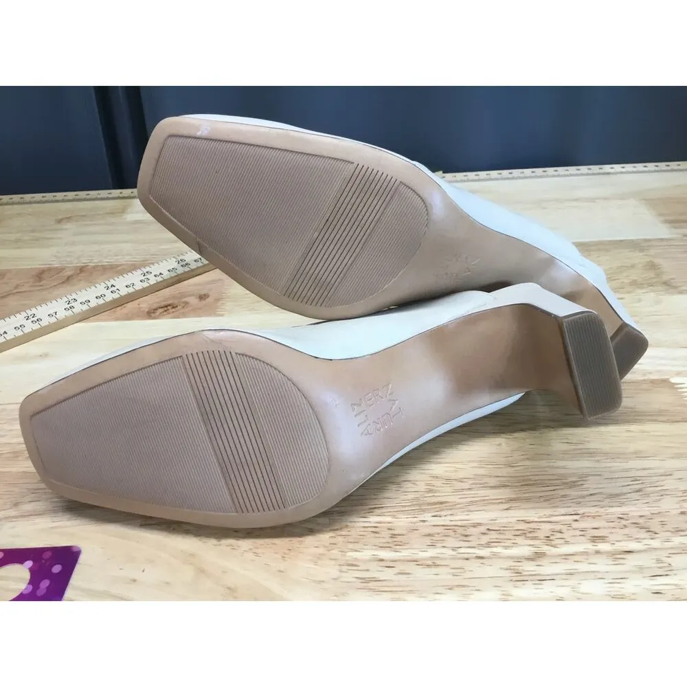 Naturalizer Paloma Mules Women 5M White Leather Slip On Square Toe Comfort Shoes - Image 6