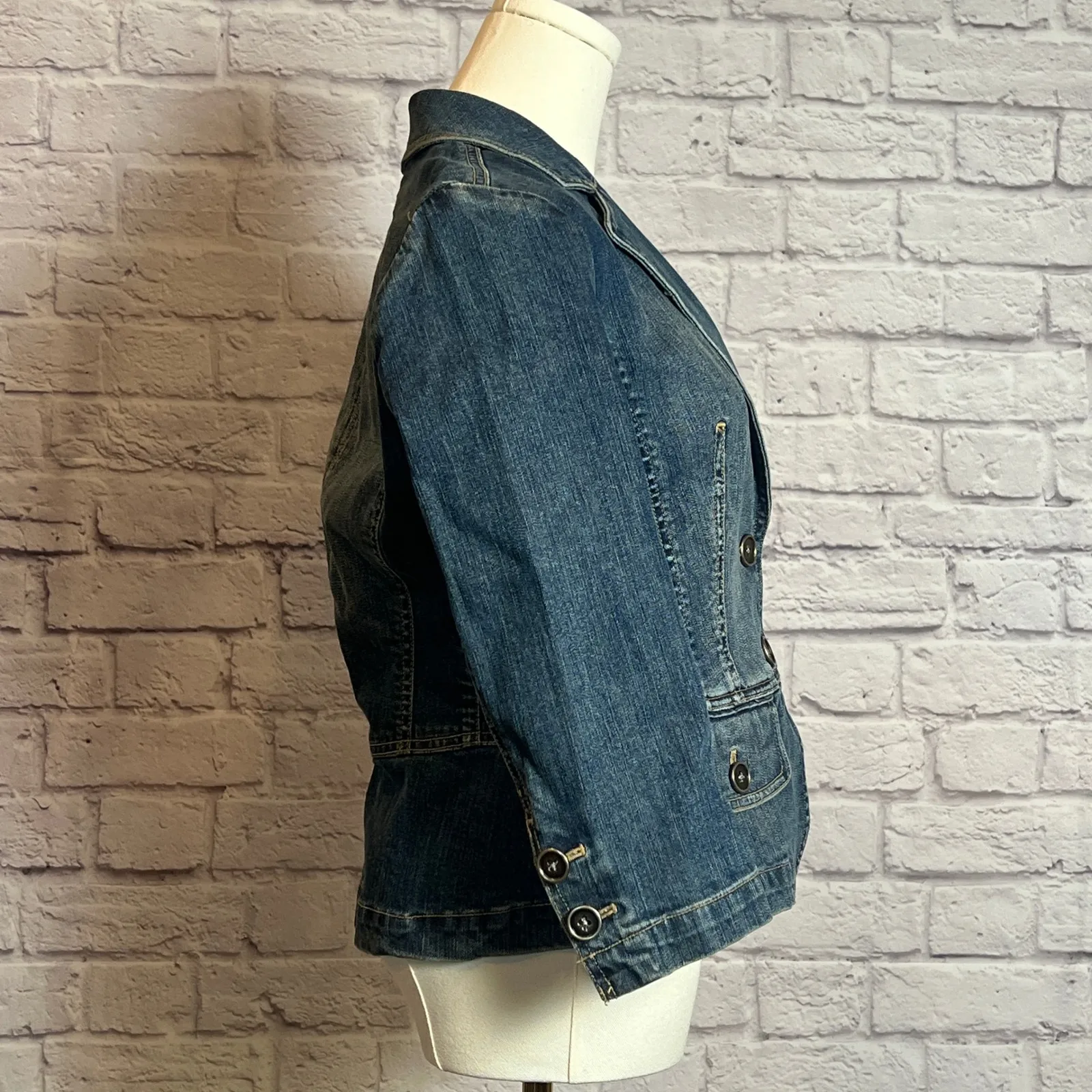 Talbots Denim Blazer Jacket Women's Size 6 Stretch - Image 2