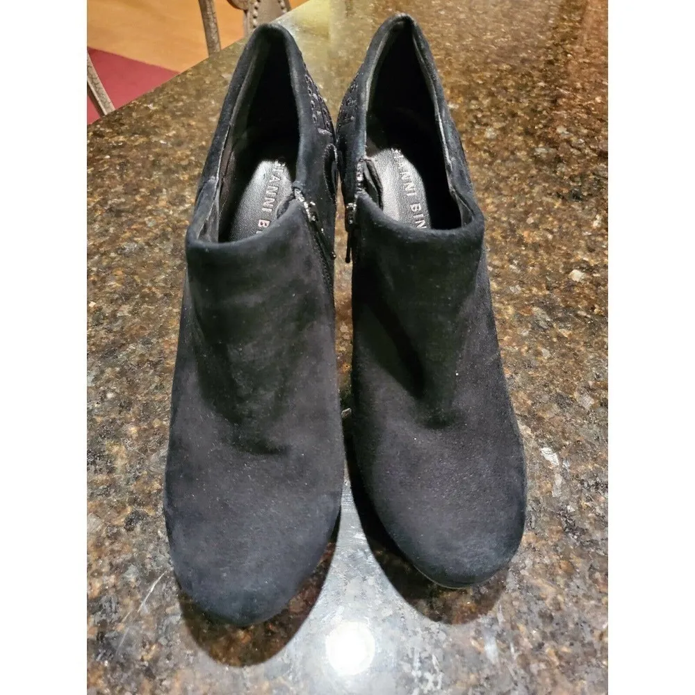 Gianni Bini Black Suede High Heel Booties Sz 7.5M - Image 2