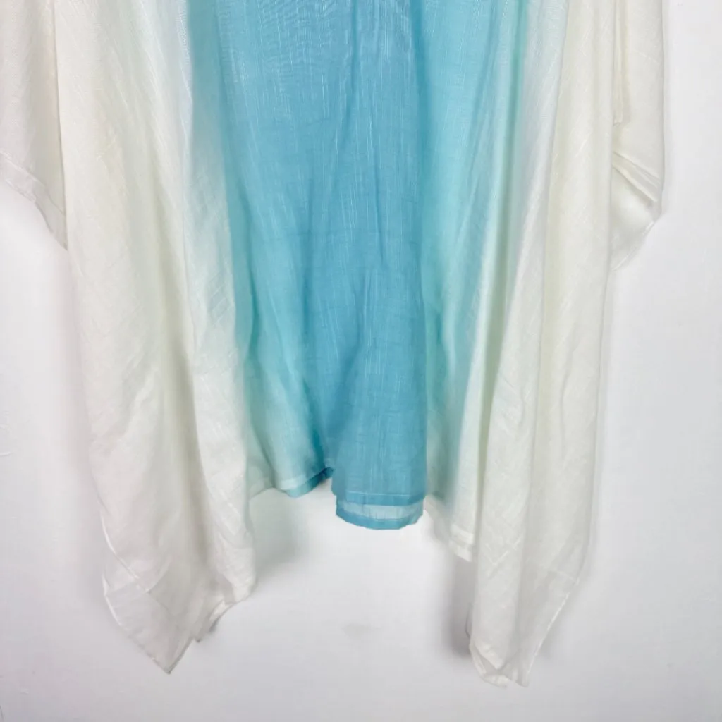 NWT J. Jill Ombre Poncho With Neckline Trim In Light Blue White Plus Size XL-3X - Image 4