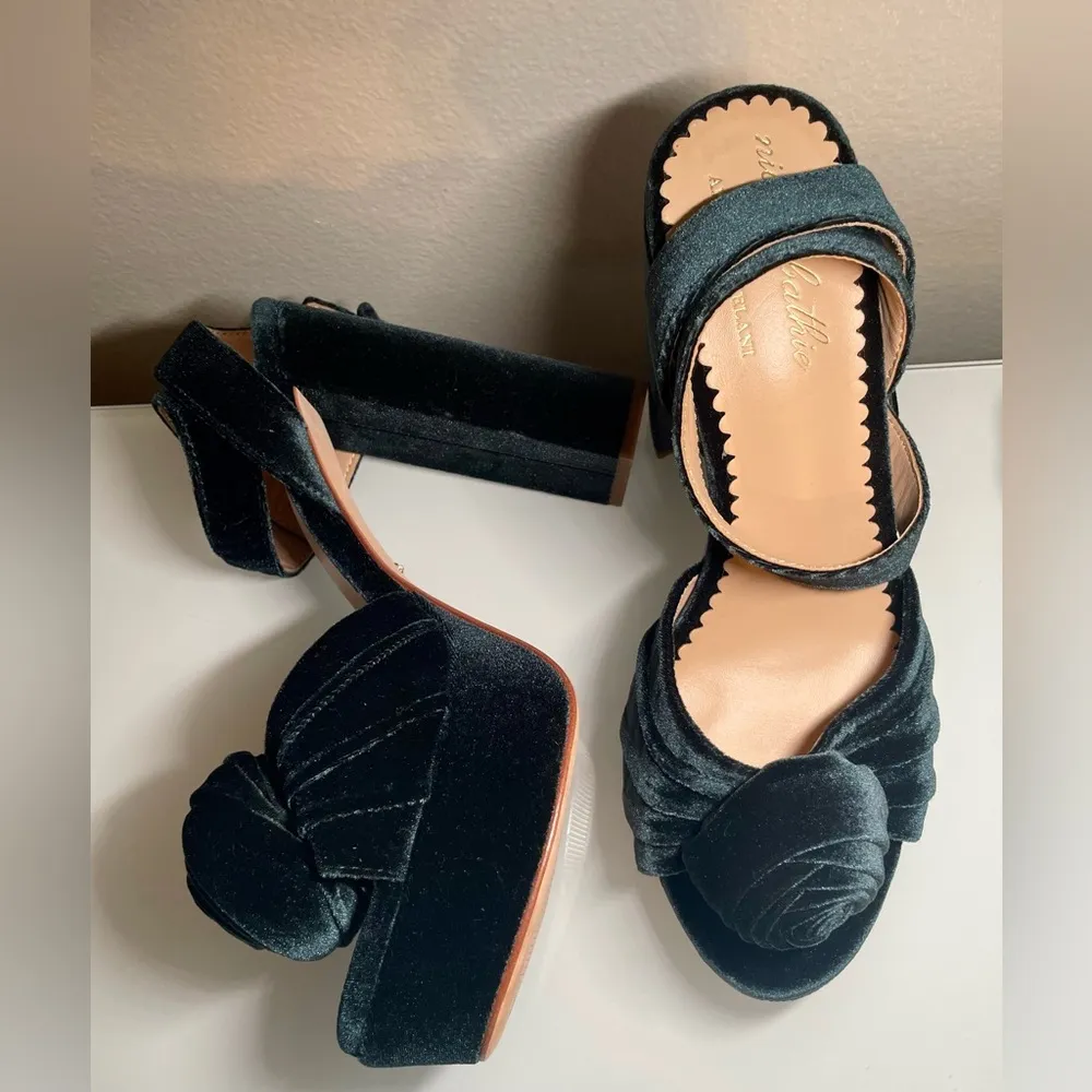 Antonio Melani x Nicola Bathie Emilia Velvet Rose Platform Dress Sandals - NWOB - Image 8