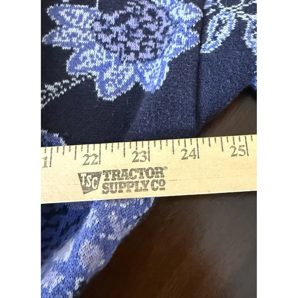 Isaac Mizrahi‎ Womens 2X Jacquard Floral Sweater Cardigan Blue Pockets Belt Size XXL - Image 6