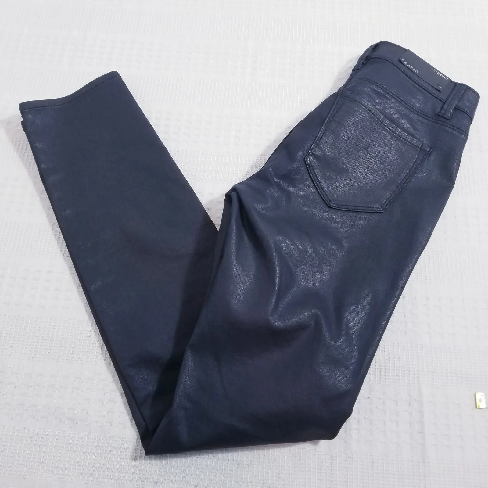 NEW ANN Taylor The Skinny Modern Fit Coated Black Pants - Image 2