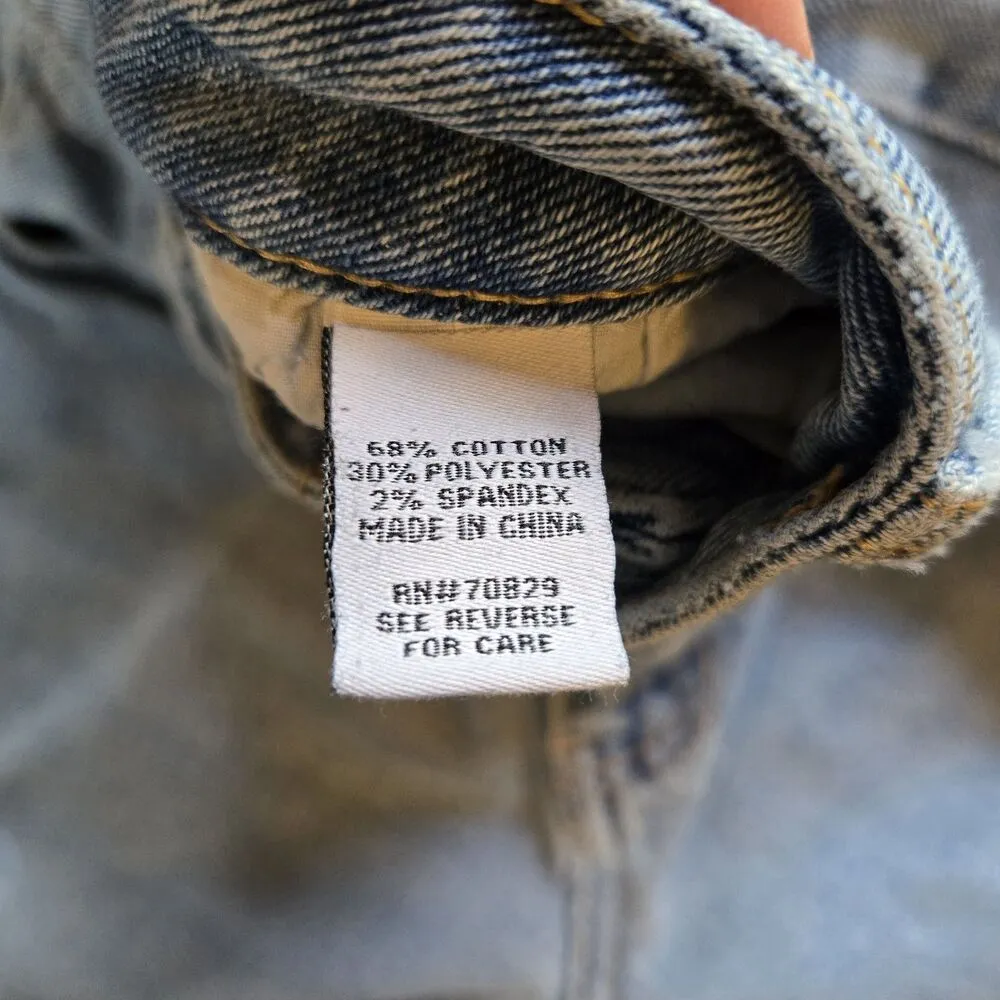 Rue 21 Wide Leg Mid Rise Jeans Womens 6 Baggy Denim Stretch Skater Distressed Blue - Image 6