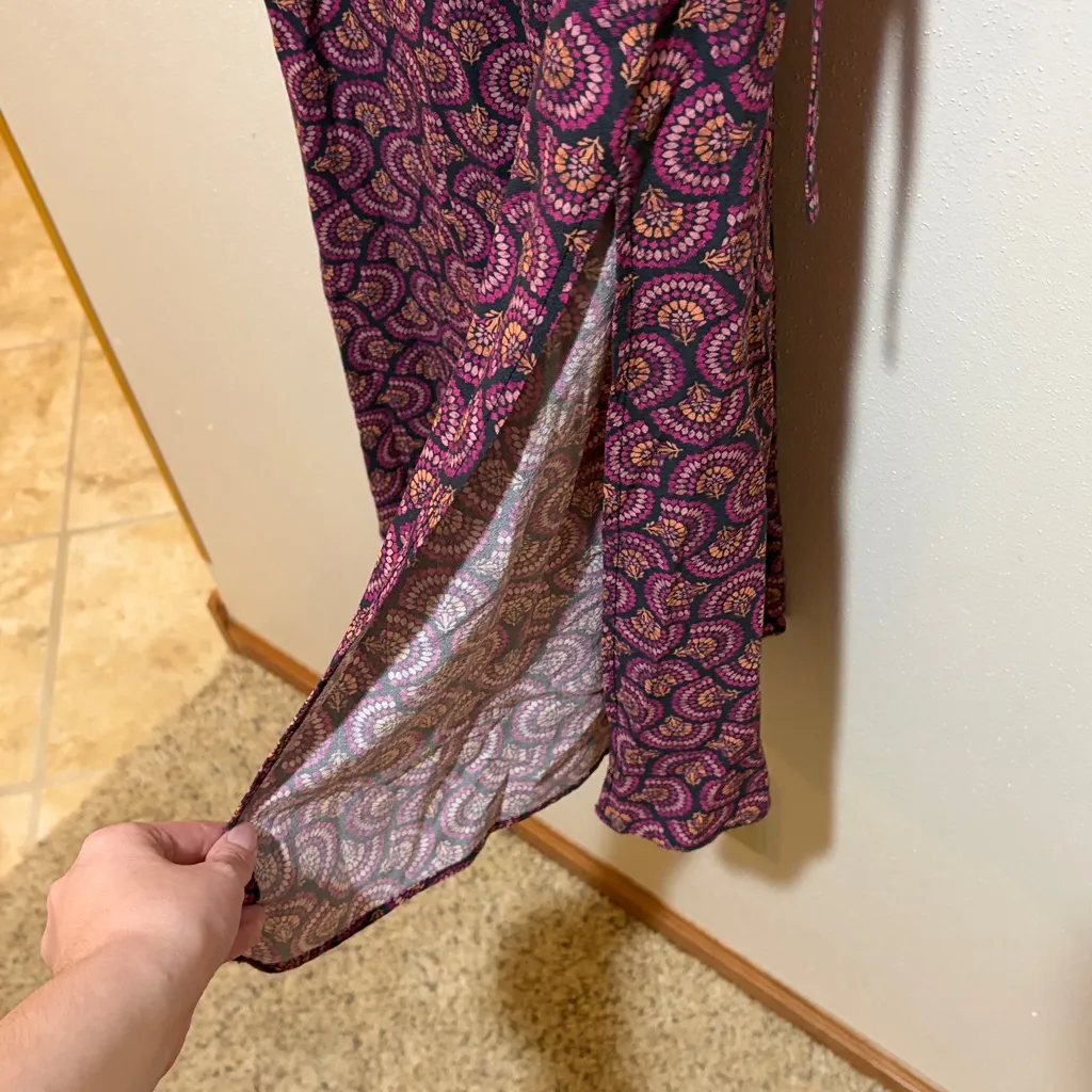 Marine Layer Emlyn Midi Wrap Short Sleeve Dress Fan Block Print Size Small - Image 9