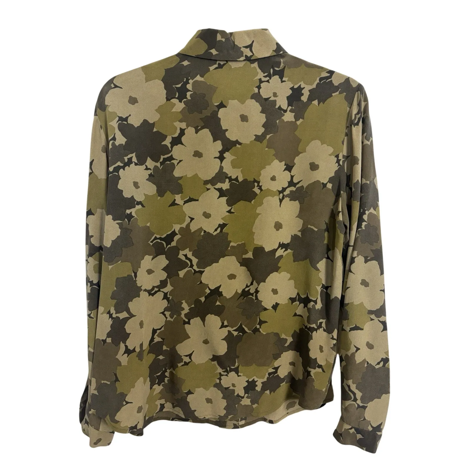 Vtg 90’s Jones New York 100% Silk Green Floral Button Front Size Medium Fairy - Image 2