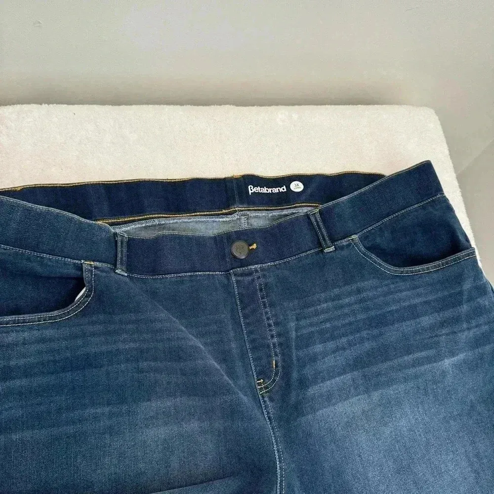 Betabrand Yoga‎ Denim Skinny Jeans Womens 3X Long Pull On Jeans - Image 4