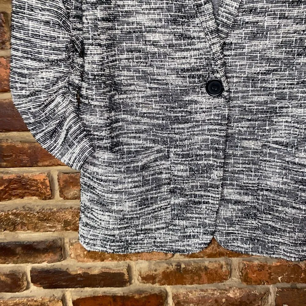 Max Studio Black & White Single One Button Knit Tweed Blazer Jacket Size Small - Image 3