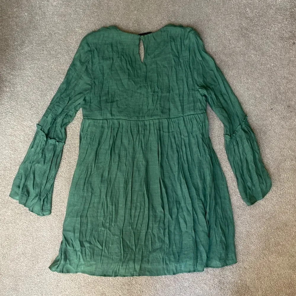 Jodifl Green Babydoll Long Sleeve Flowy Mini Dress Size S - Image 3