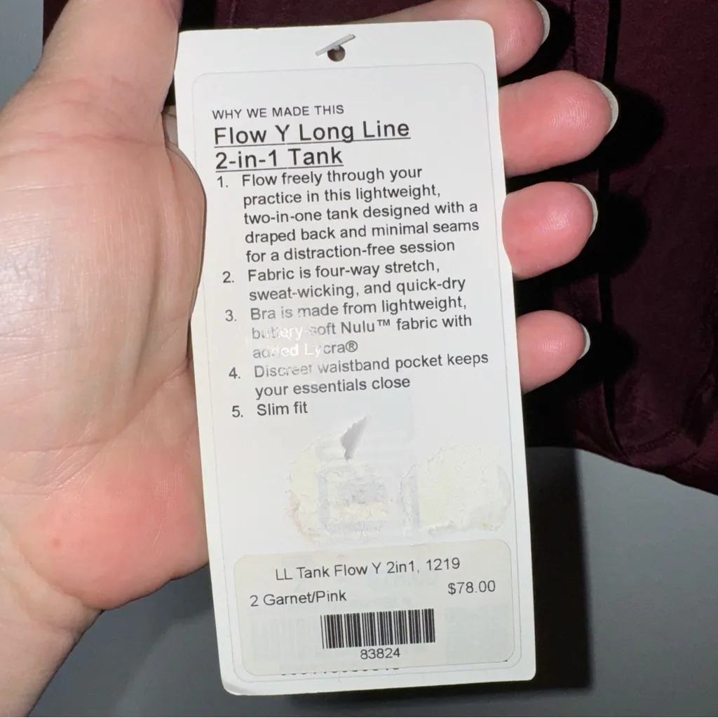 NWT Lululemon Flow Y Long Line 2-in 1 Tank Size 2 Garnet Pink CP‎ - Image 3
