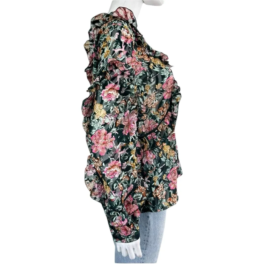 TOPSHOP NWT Black Floral Blouse Size 8 - Image 2