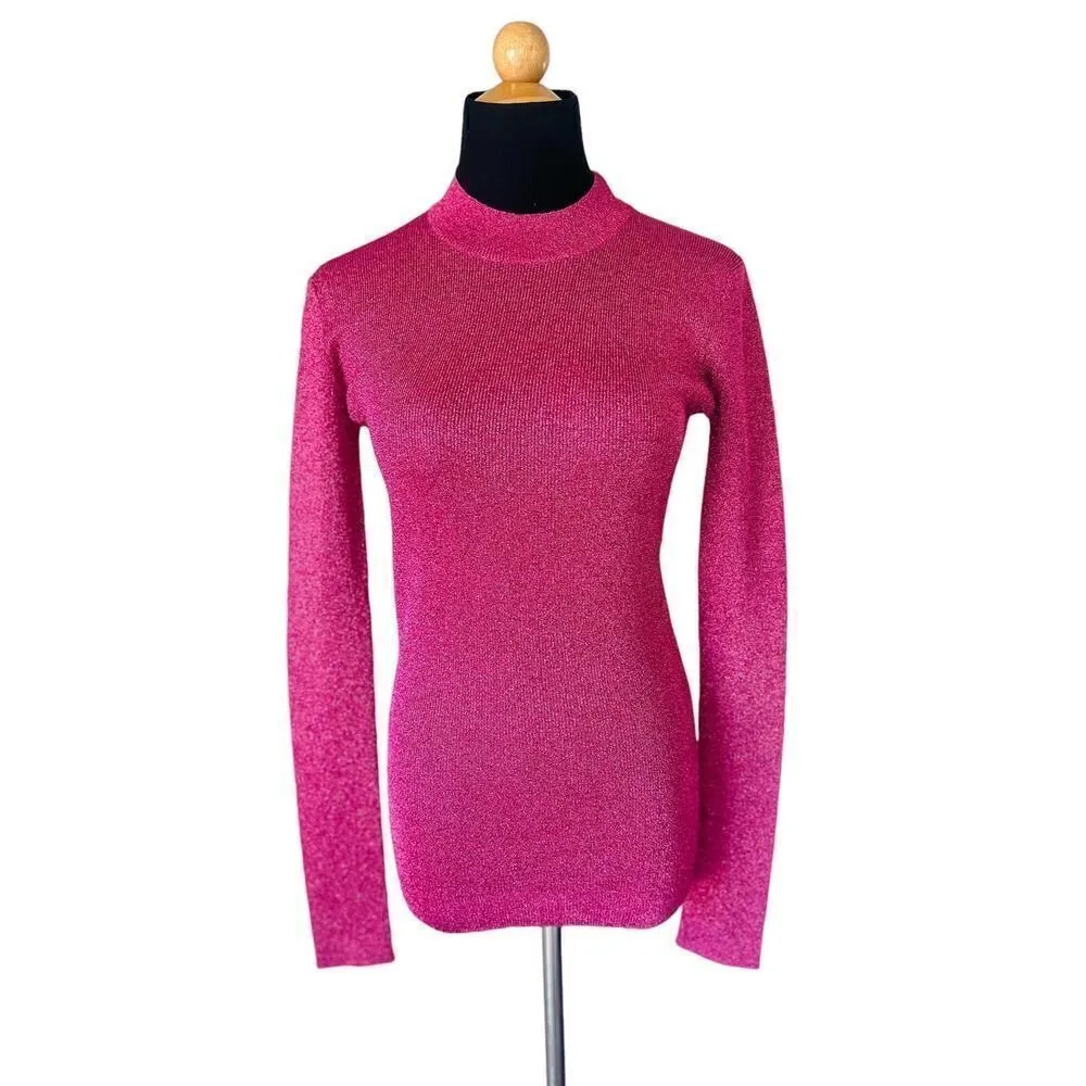 Dodo Bar Or Nev Fuschia Xenia Ribbed Crew Metallic Sweater NWT - Image 10