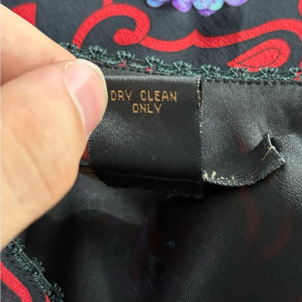 Nicole miller vintage Y2K 90s boho artsy floral sheer Embellished skirt sz 0 25 - Image 14