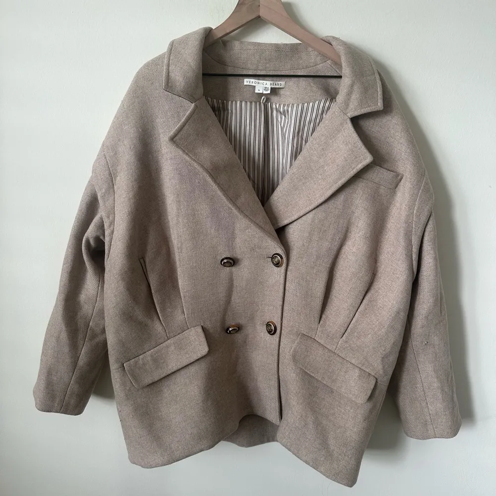 Veronica Beard Ikaria Oversized Dickey Coat Oatmeal XL - Image 3