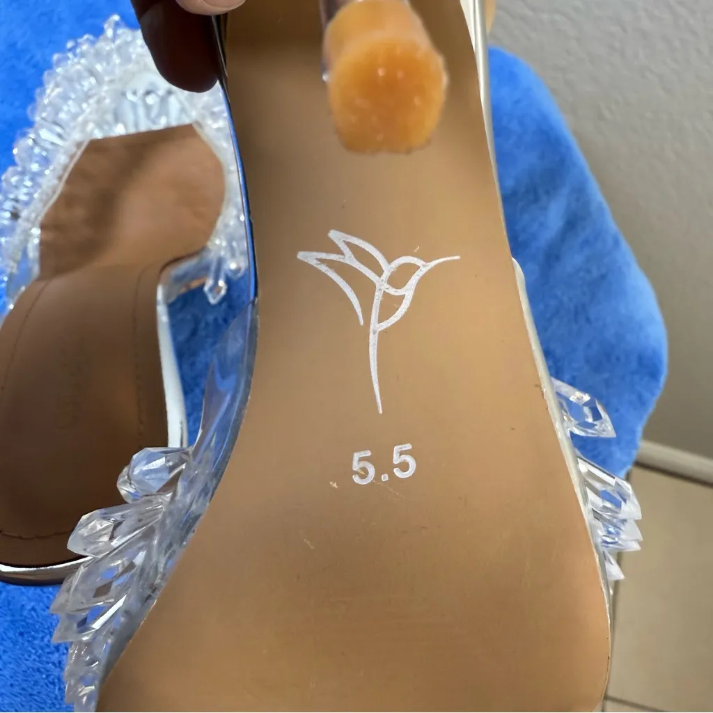 Cult of Coquette Goldie Clear Drip Chandelier open toe Mules SZ:5.5 Silver - Image 8