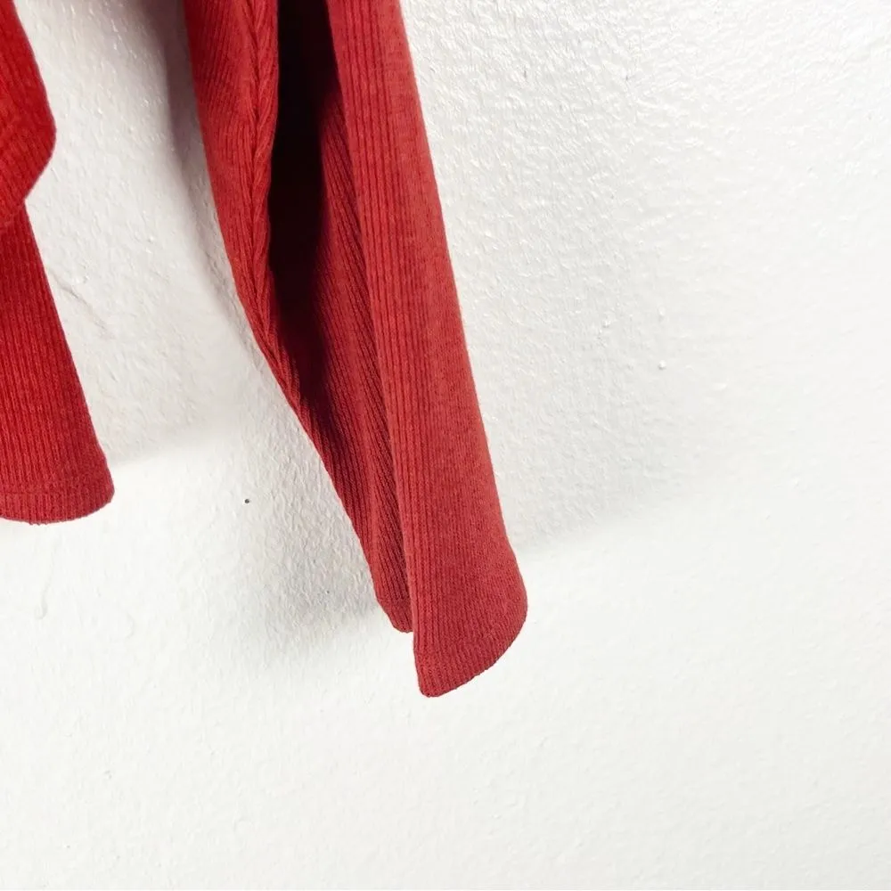 ANTHROPOLOGIE SATURDAY SUNDAY Terracotta Faux Wrap Long Sleeves Crop Top Large - Image 8