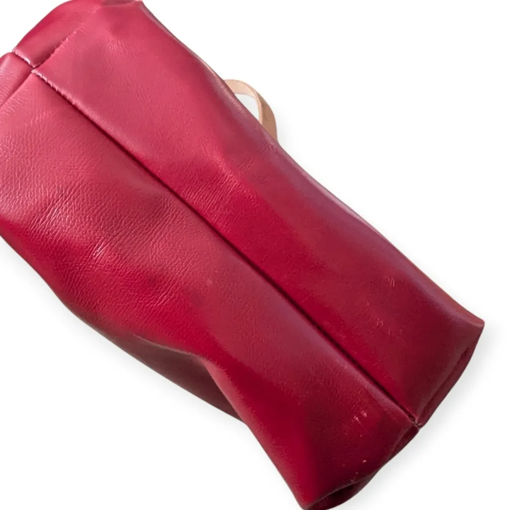 Fleabags Tote Bag with Leather Handles Red and White Handmade in Brooklyn Rare - Image 6