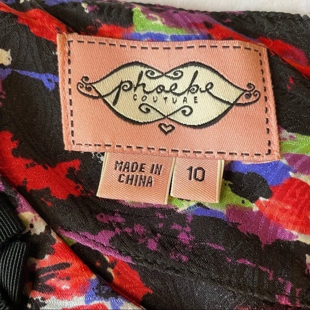 100% Silk Scooped Neck Ribbon Detail Ruffle Hem Dress Size 10 - Image 13