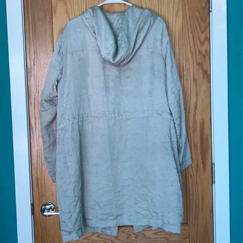 J. Jill Crinkle Cinch Waist Hooded Light Weight Zip Anorak Jacket Size Large - Image 5