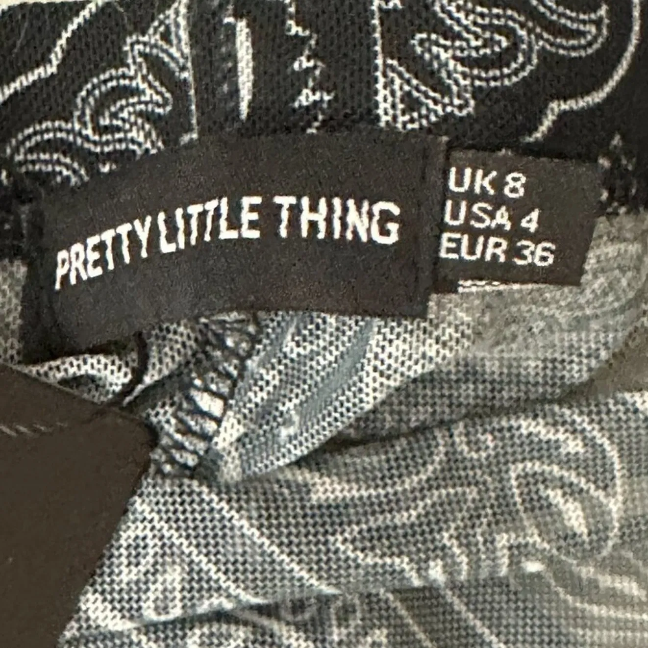 NWT PrettyLittleThing Sock Leggings Womens 4 Black Bandana Paisley Print Sheer - Image 6