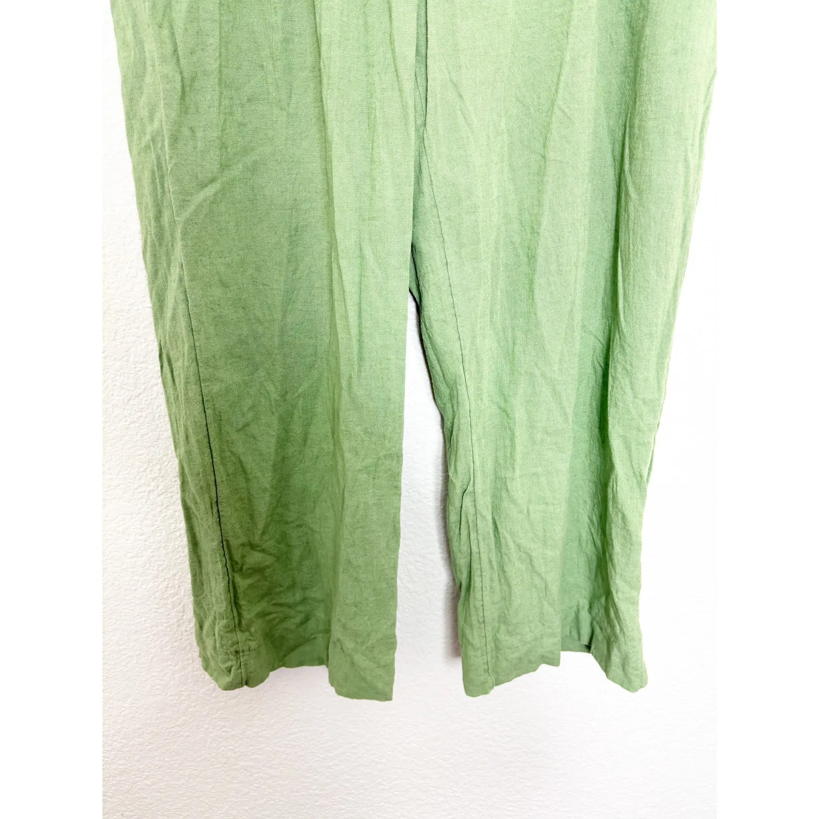Abercrombie & Fitch Sloane Co-ord Linen Blend Wide Leg Trouser Size 12/31 Green - Image 10