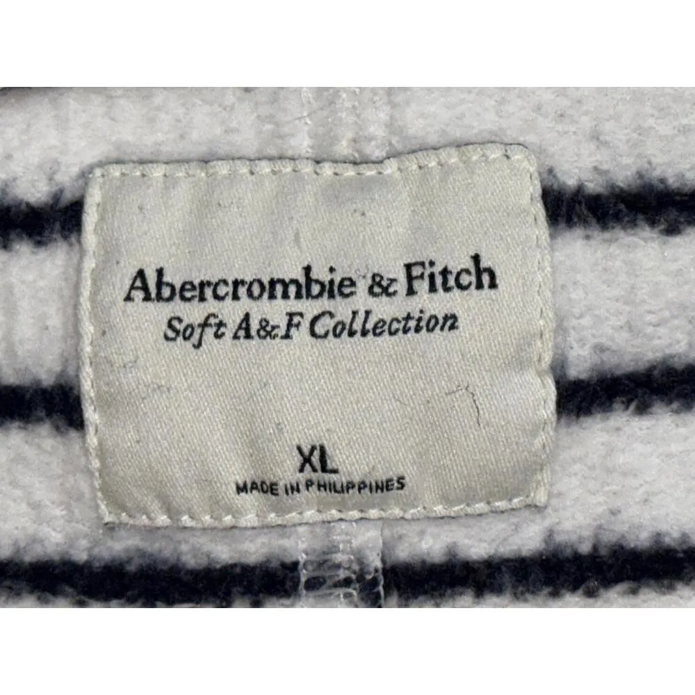 Abercrombie & Fitch Soft AF White Black Stripe Sweatshirt V-Neck Sweater Size XL - Image 3
