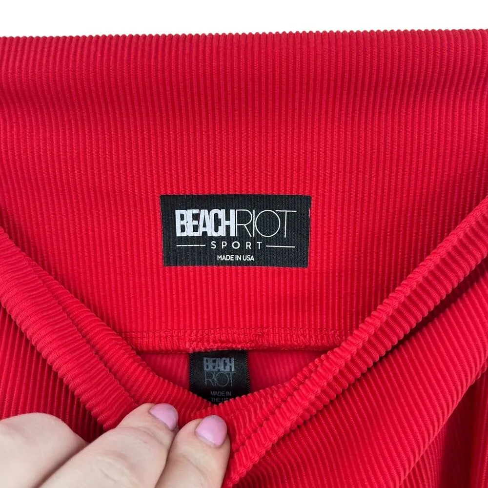 Beach Riot Cara Rib Leggings Red Crossover‎ Front Size Medium - Image 10