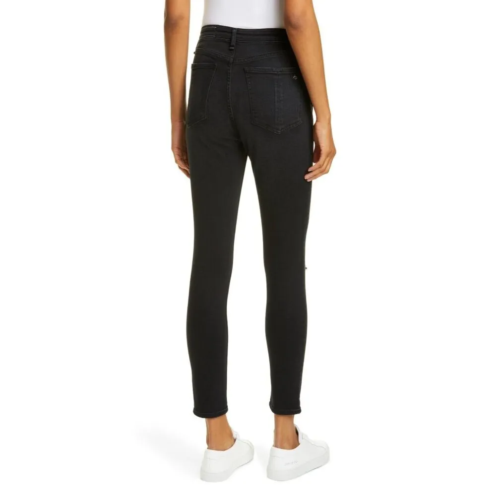 NWT Rag & Bone Nina High Rise Ankle Skinny in Roswell w/ Holes Stretch Jeans 25 - Image 16