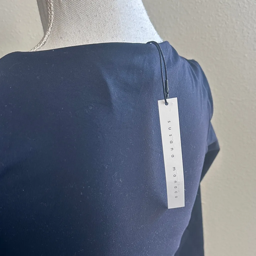 Susana Monaco Navy V Long Sleeve Top - Midnight - Image 3
