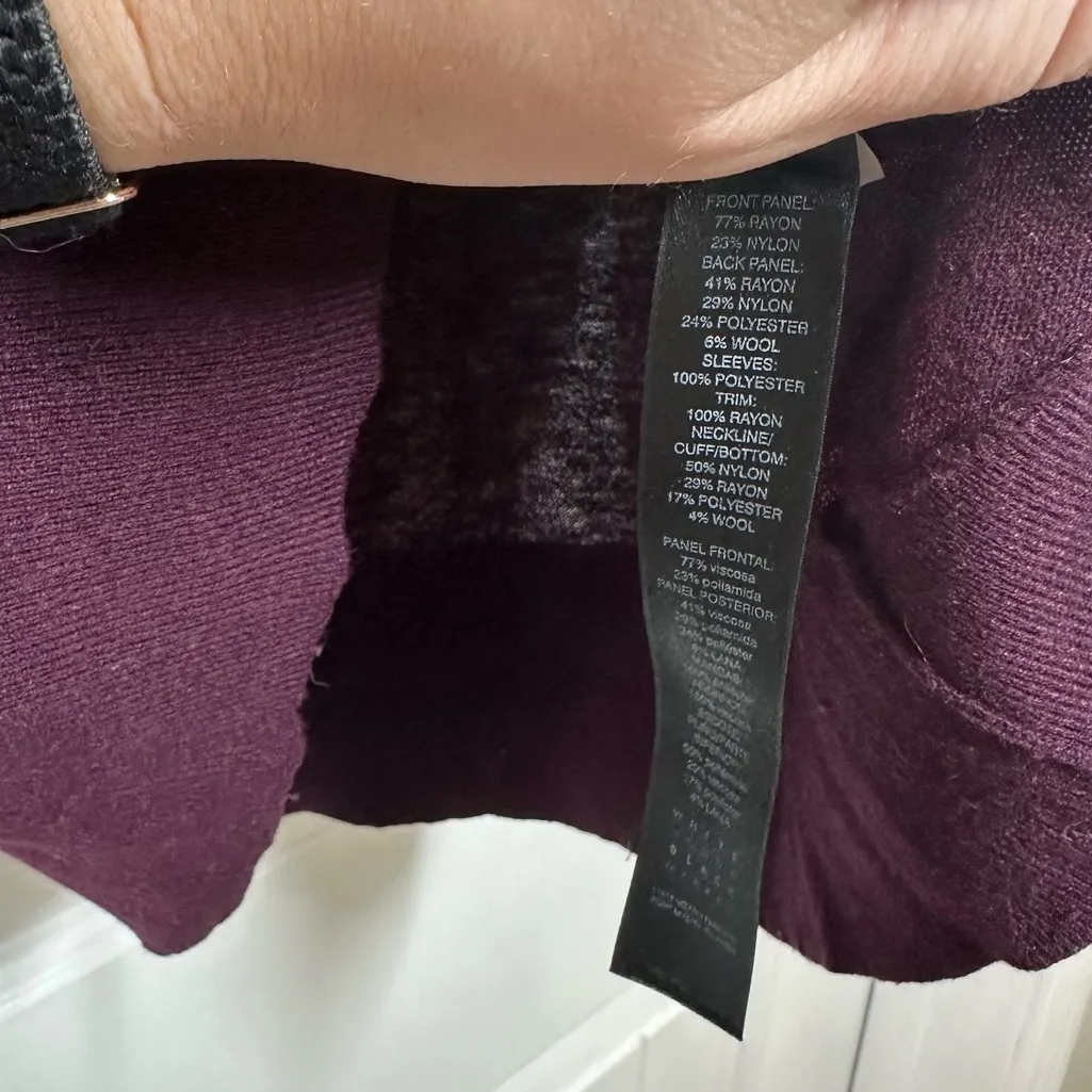 WHBM Ruffled & Knit Sweater Blouse Burgundy color - Image 6