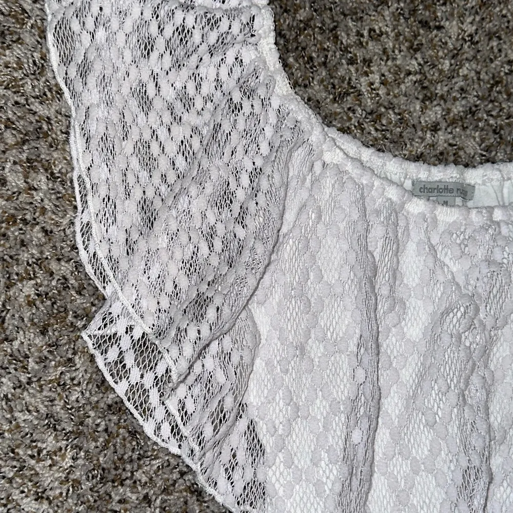Stretchy White Lace Halter Top Tank stop - Image 2